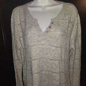 Market & Spruce Naomi Novelty Stitch Henley Sweater Sz L NWT